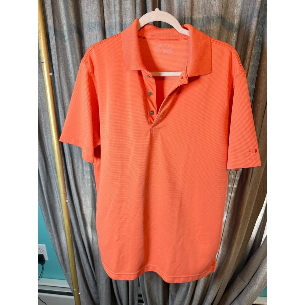 Slazenger Mens Orange Textured Short Sleeve Golf Polo Shirt Size XL